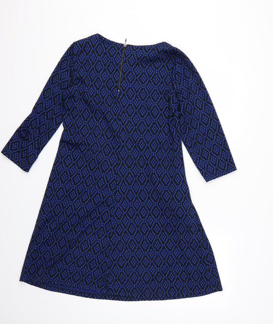 Wallis Womens Blue Geometric  Fit & Flare  Size 10
