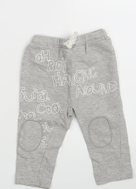 So Cute Boys Grey   Jogger Leggings Size 6-9 Months  - Waist 18in; Inside  leg 9in