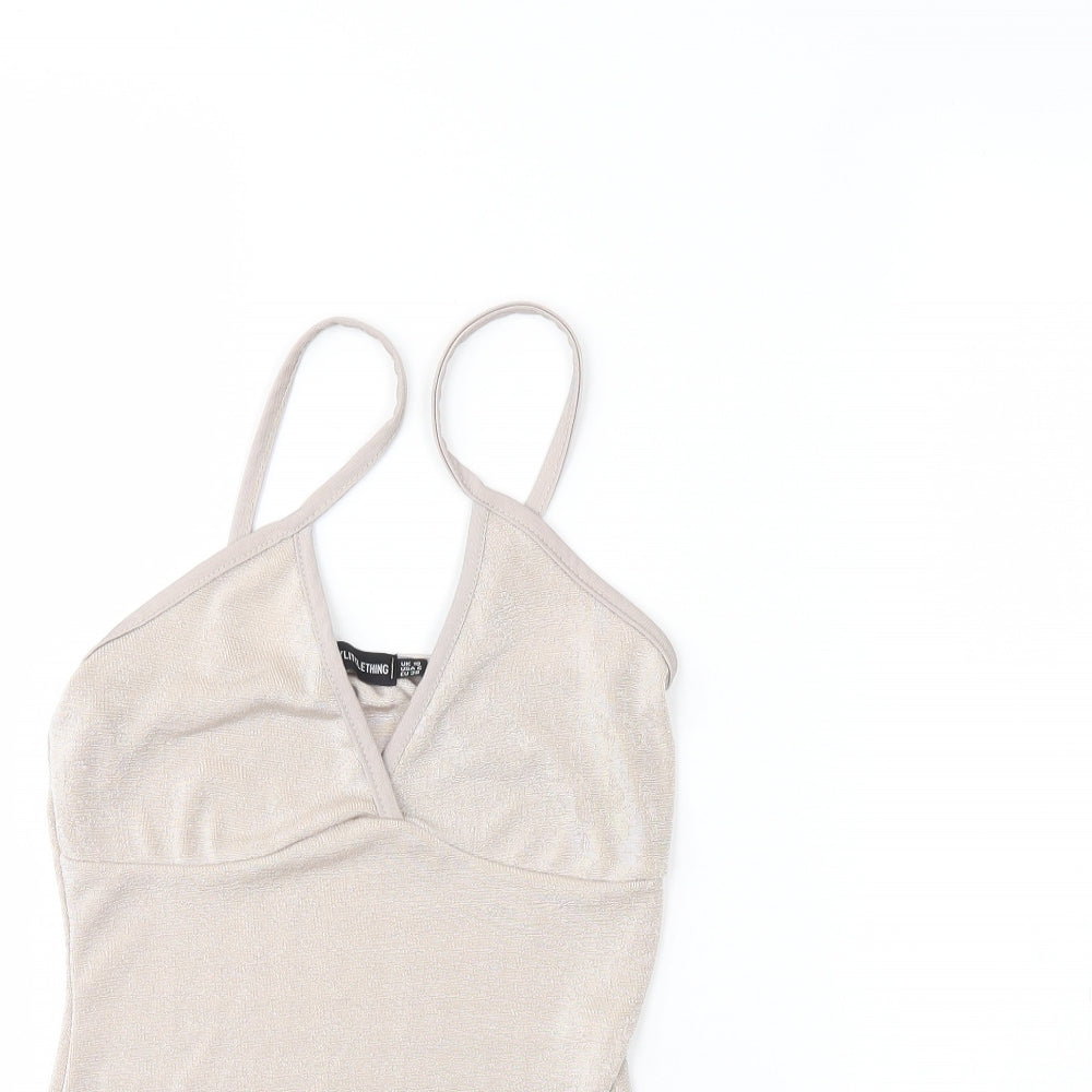 PRETTYLITTLETHING Womens Beige   Bodysuit One-Piece Size 10