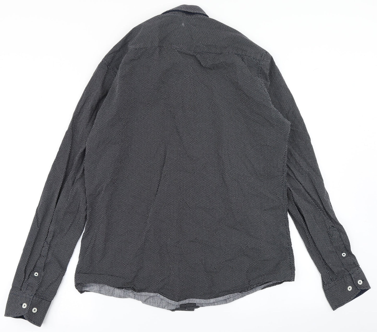 NEXT Mens Black Polka Dot   Button-Up Size L