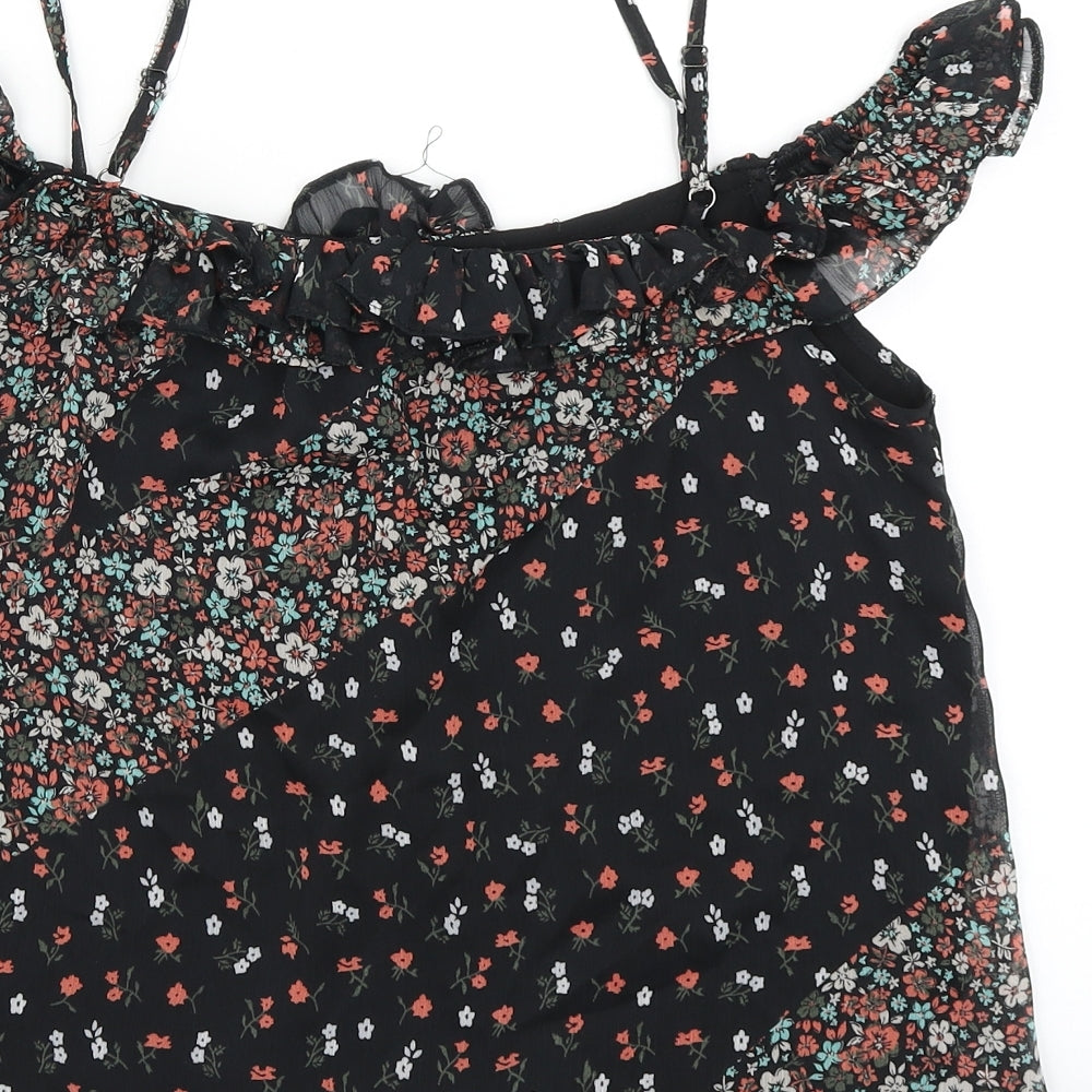 Topshop Womens Black Floral  Basic Blouse Size 10