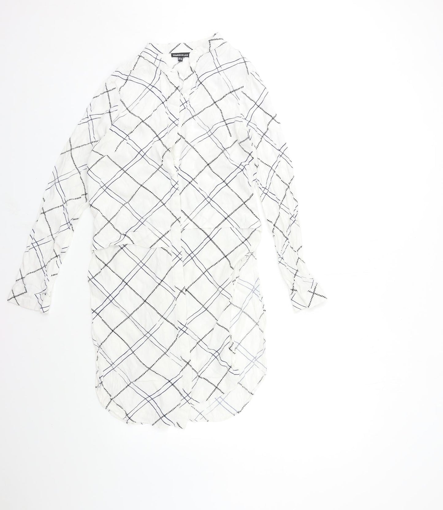 WAREHHOUSE Womens White Check  Basic Blouse Size 10