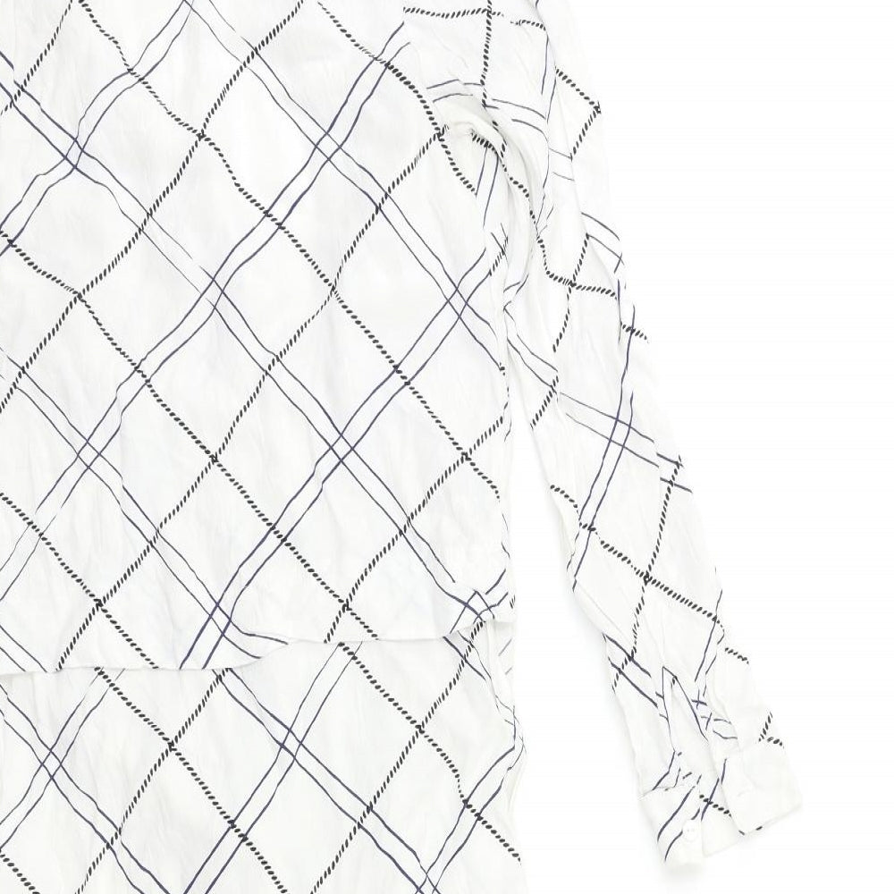 WAREHHOUSE Womens White Check  Basic Blouse Size 10