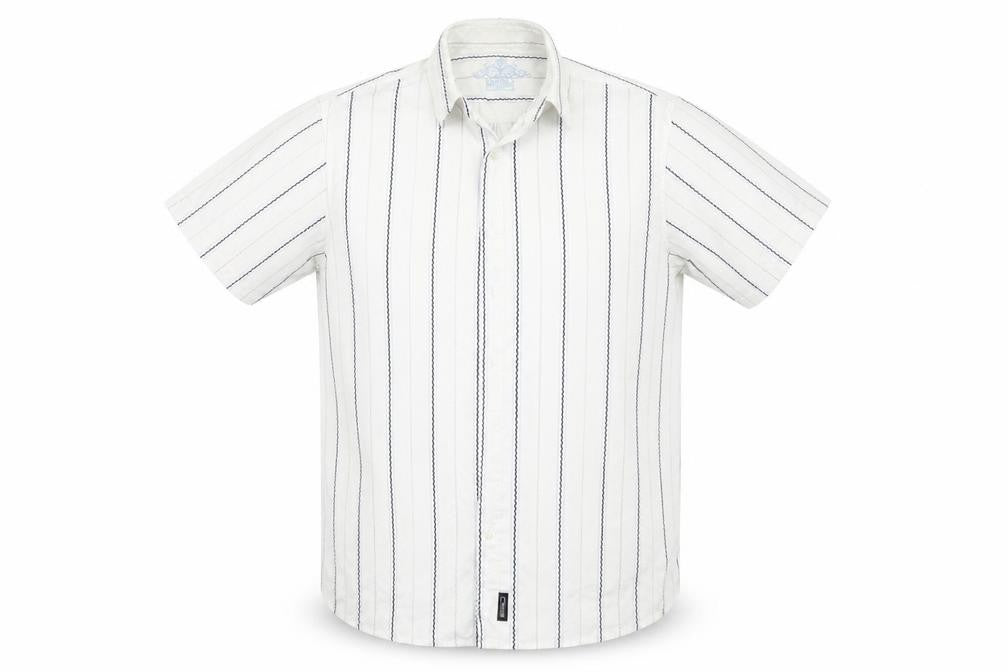 Defined Mens White Striped   Button-Up Size L