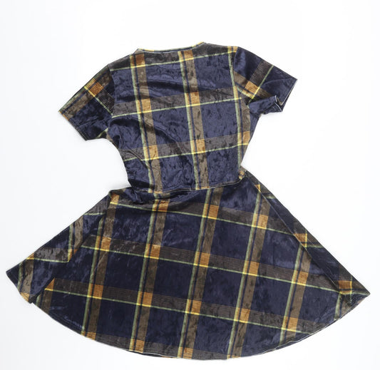 Look of the day Womens Multicoloured Plaid Velour T-Shirt Dress  Size 10