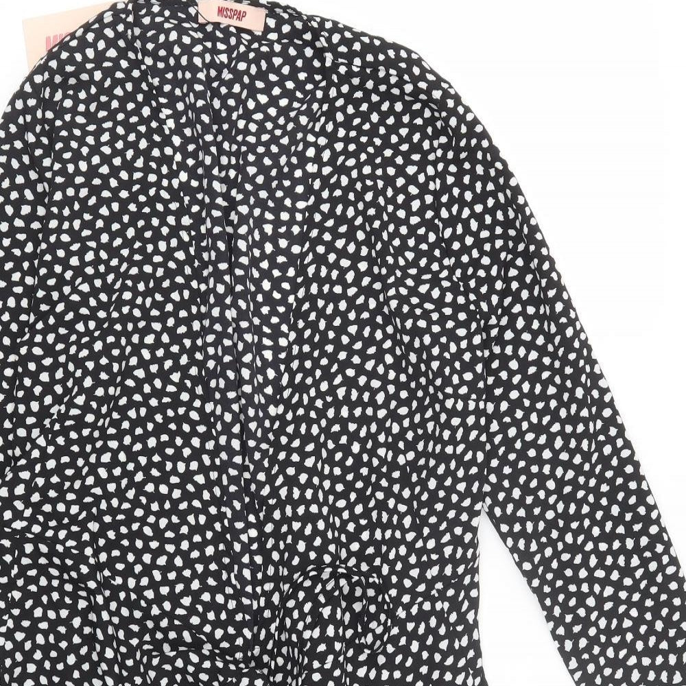 Misspap Womens Black Polka Dot  Kimono Blouse Size 8