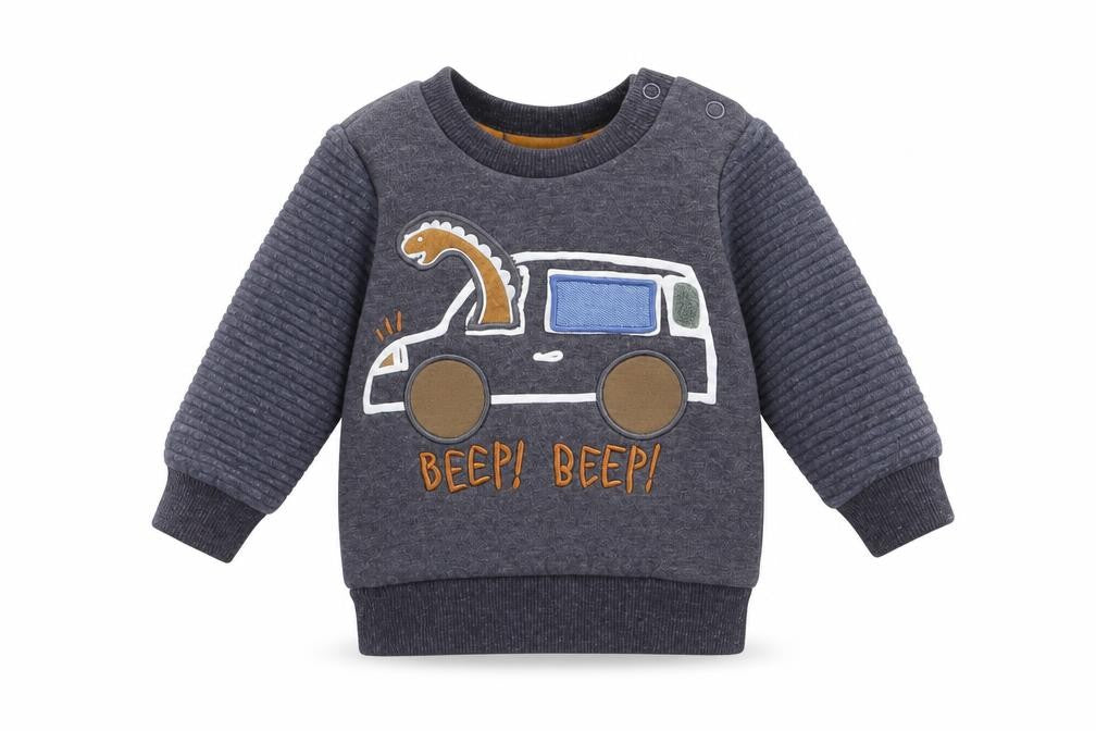 Primark Boys Blue   Pullover Jumper Size 3-6 Months  - dinosaur, car
