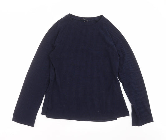 nowrain Womens Blue Striped Knit Pullover Jumper Size XL