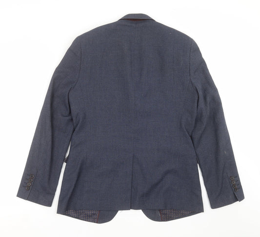 Harry Brown Mens Blue Geometric  Jacket Suit Jacket Size 38