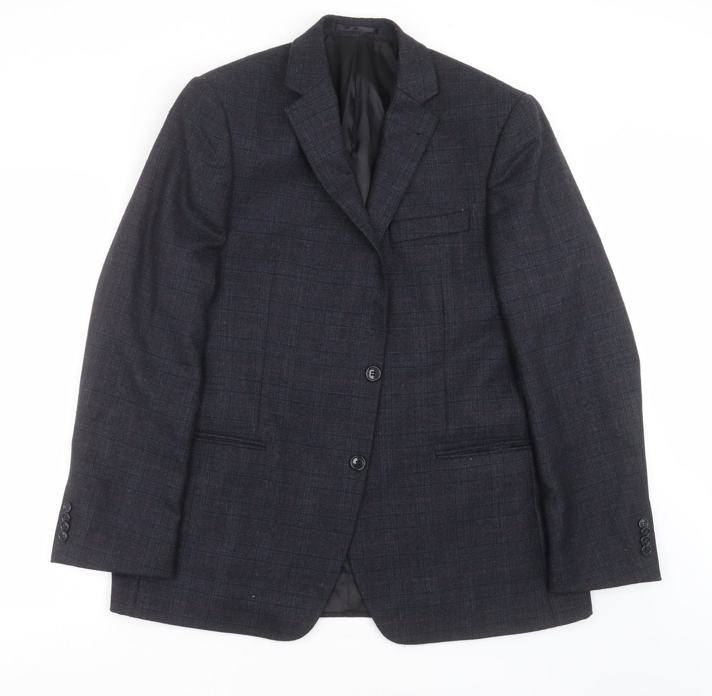 ALFREDO Mens Blue Check  Jacket Suit Jacket Size 46
