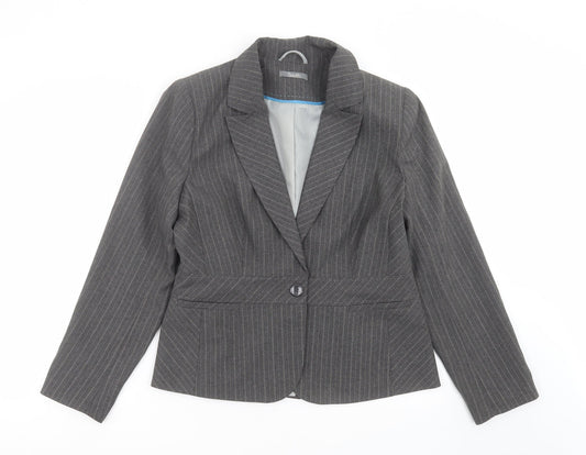 shopdirect Womens Grey Striped  Jacket Suit Jacket Size 16