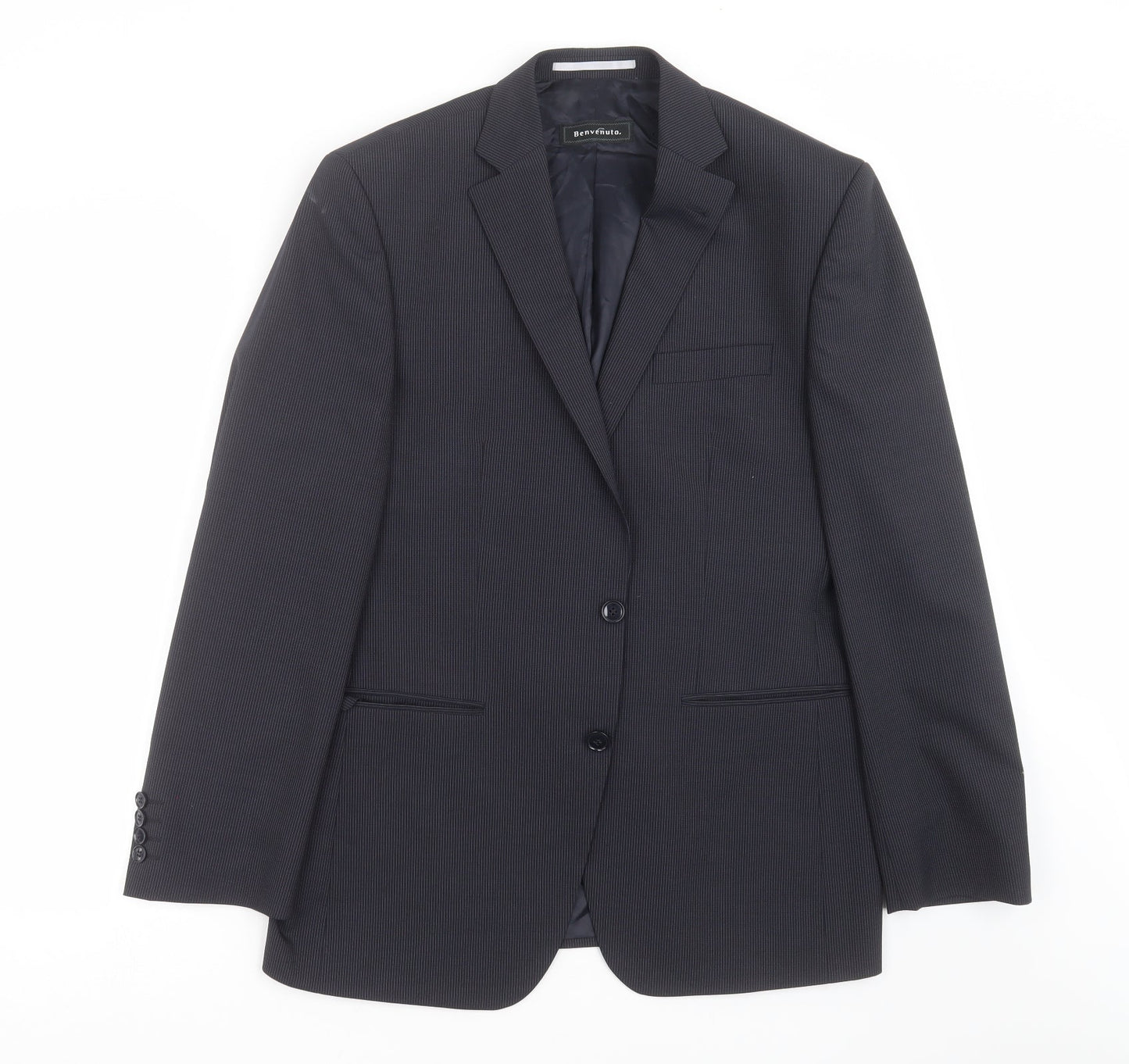 MODERN MIX Mens Blue Striped  Jacket Suit Jacket Size 40