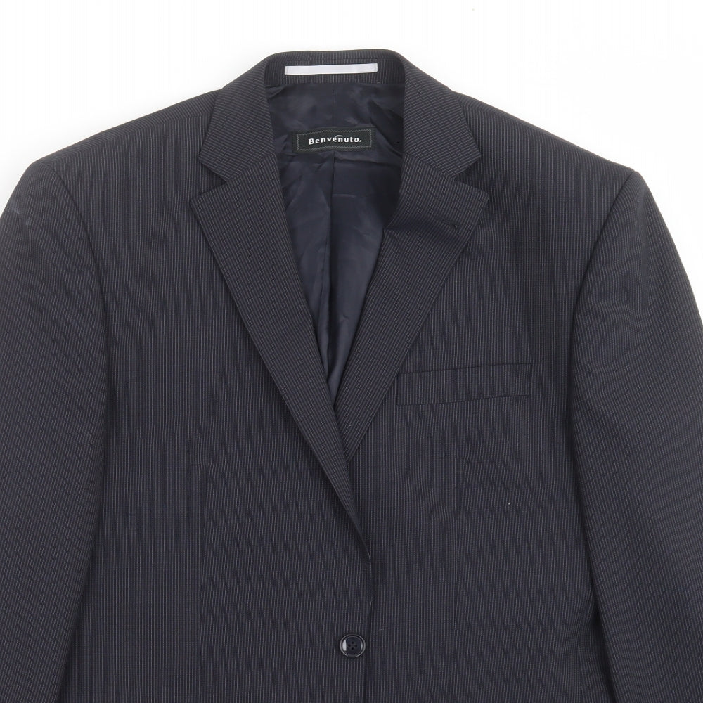 MODERN MIX Mens Blue Striped  Jacket Suit Jacket Size 40