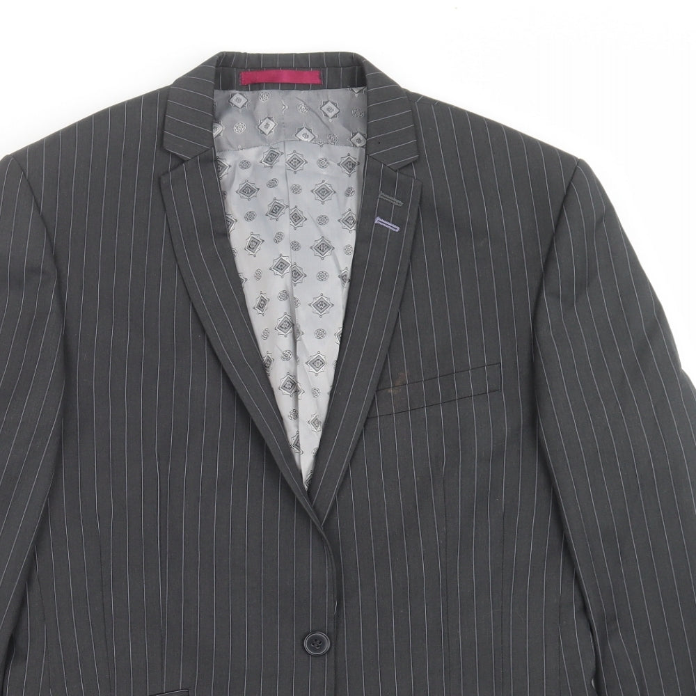 Red Herring Mens Grey Striped  Jacket Suit Jacket Size 38
