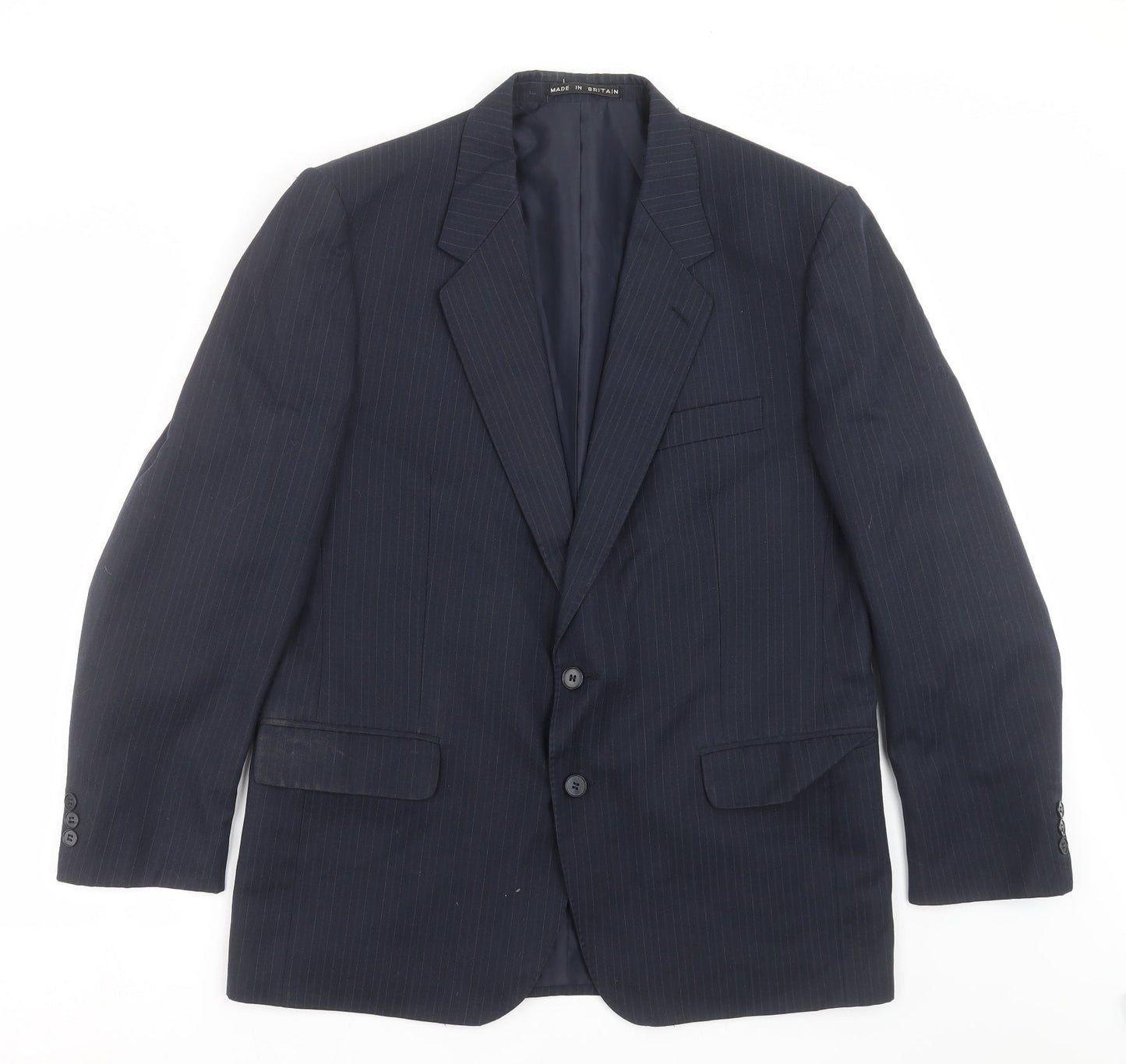 GREENWOODS Mens Blue Striped  Jacket Suit Jacket Size 42