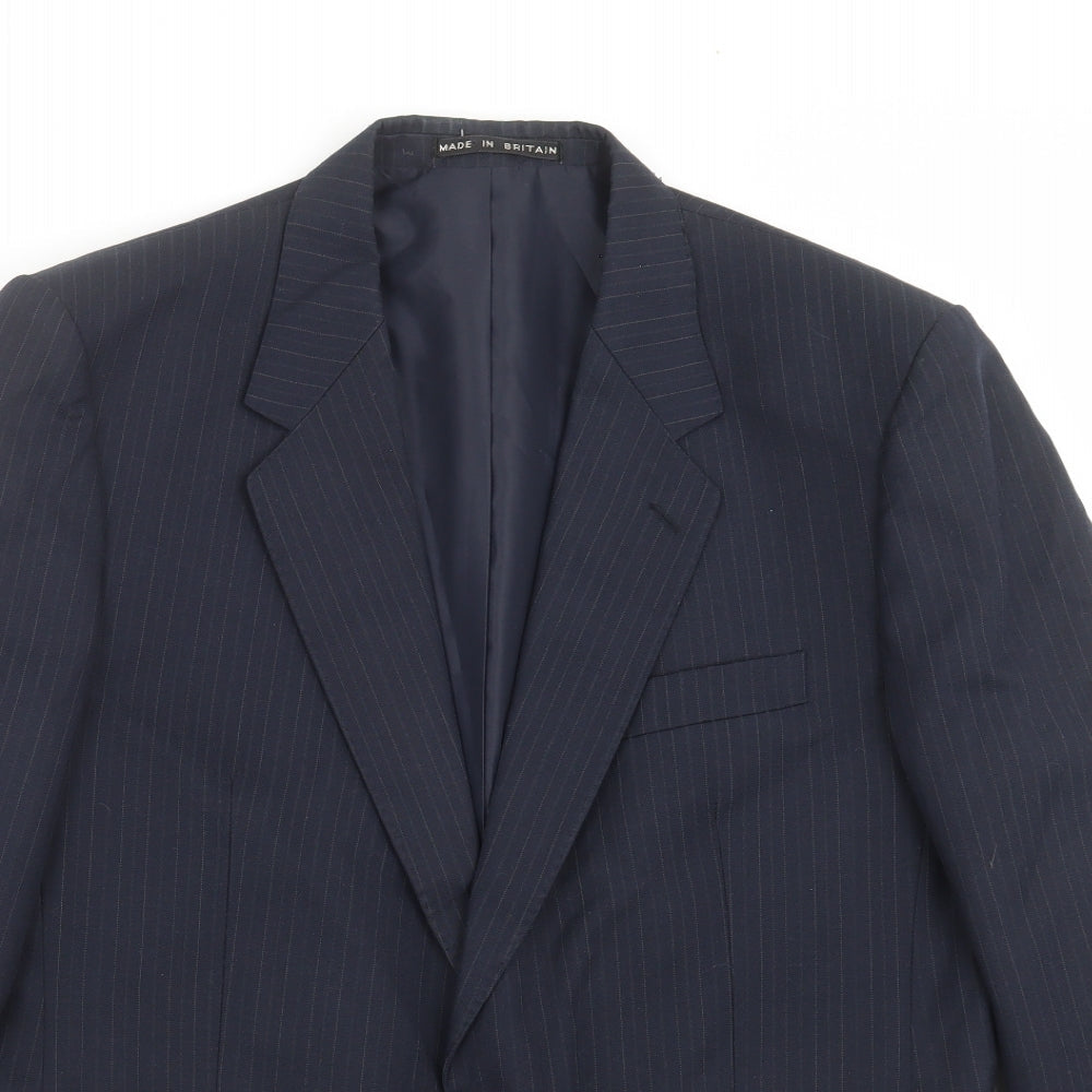 GREENWOODS Mens Blue Striped  Jacket Suit Jacket Size 42