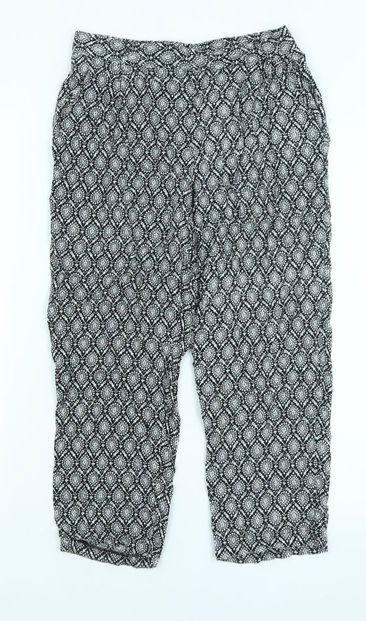New Look  Womens Black Paisley  Cropped Trousers Size 8 L20 in