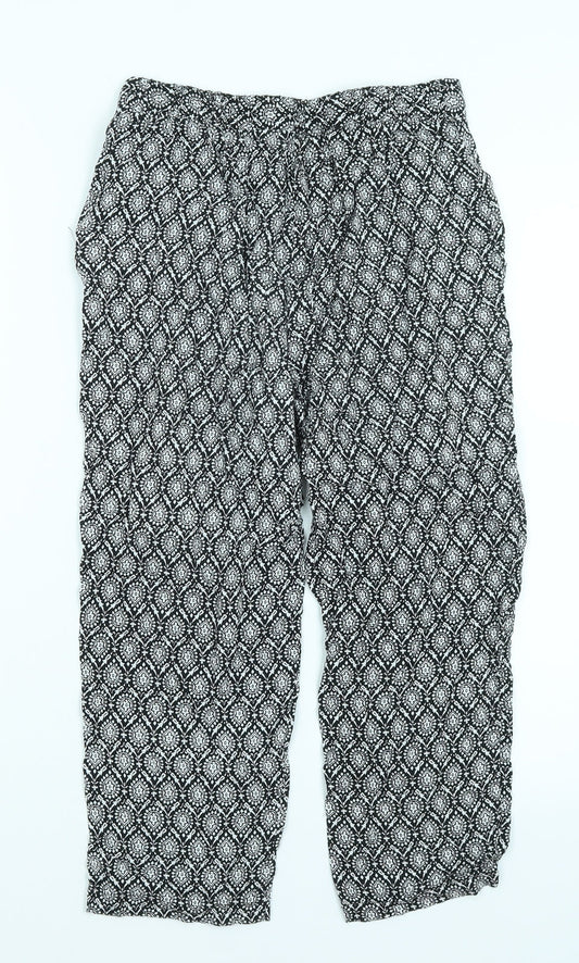 New Look  Womens Black Paisley  Cropped Trousers Size 8 L20 in