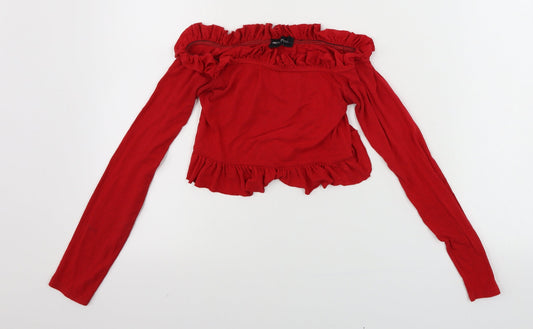 PRETTYLITTLETHING Womens Red   Cropped T-Shirt Size 4