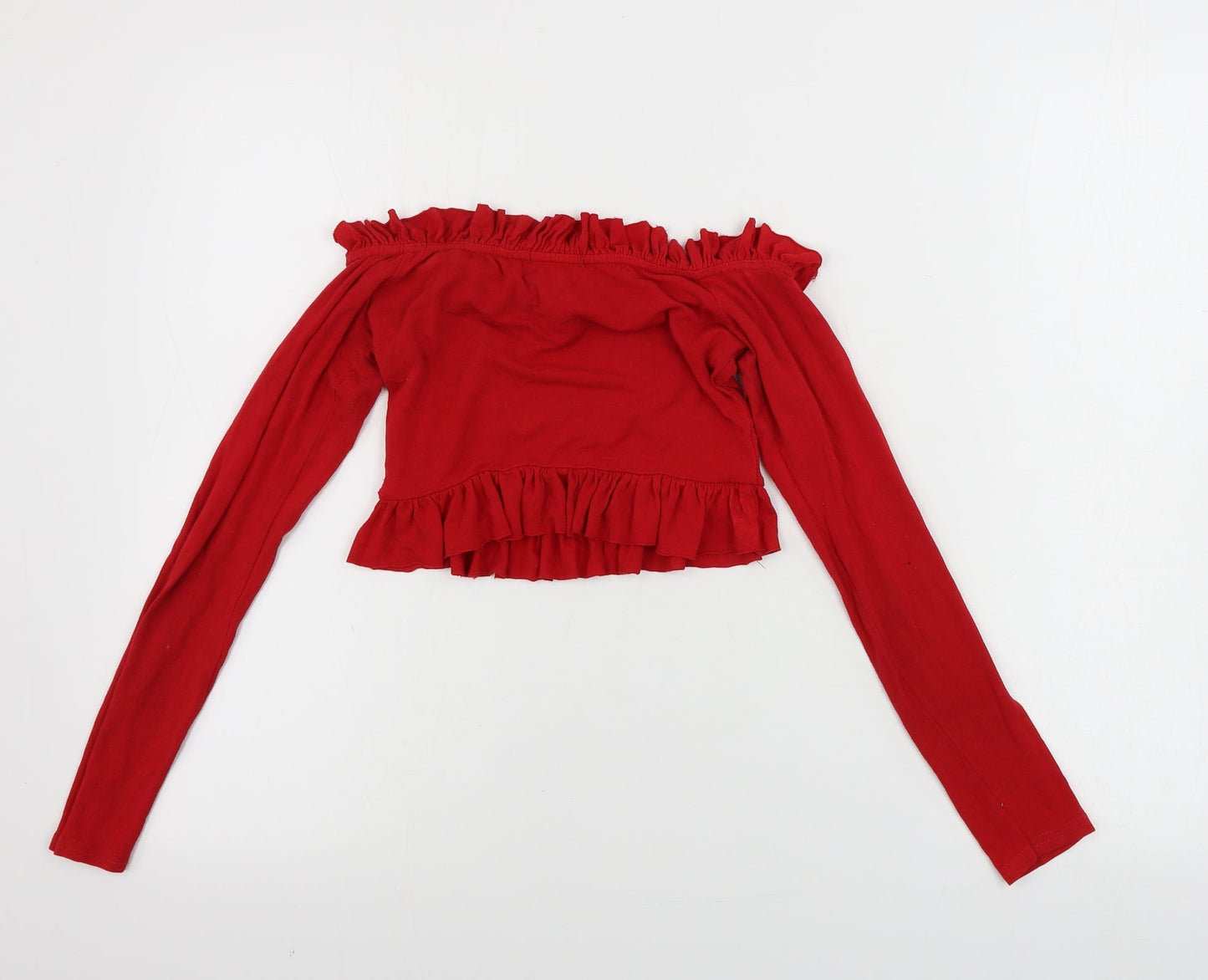 PRETTYLITTLETHING Womens Red   Cropped T-Shirt Size 4