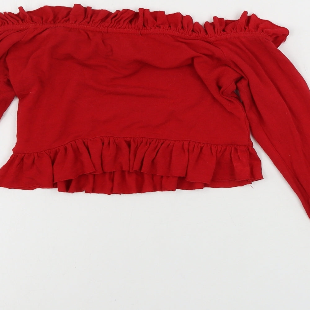 PRETTYLITTLETHING Womens Red   Cropped T-Shirt Size 4