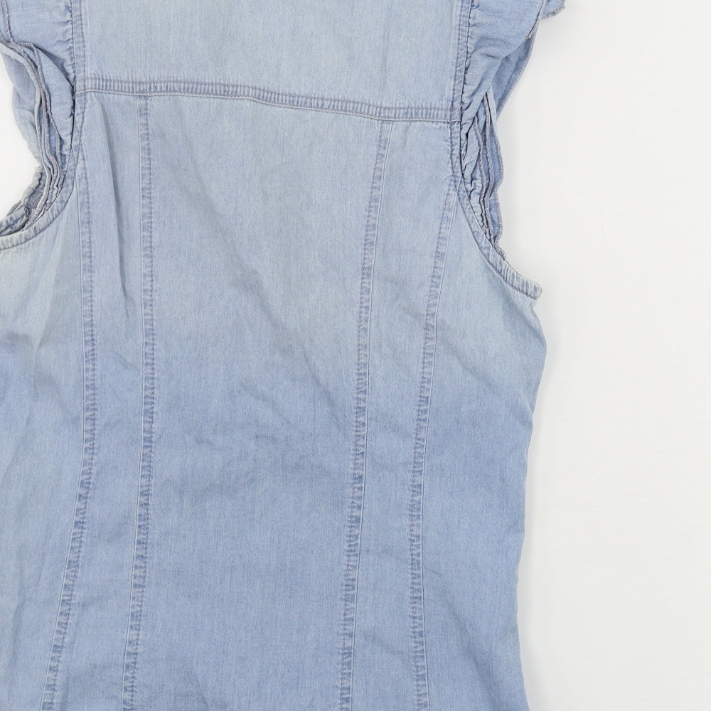 be beau Womens Blue   Basic Button-Up Size 8