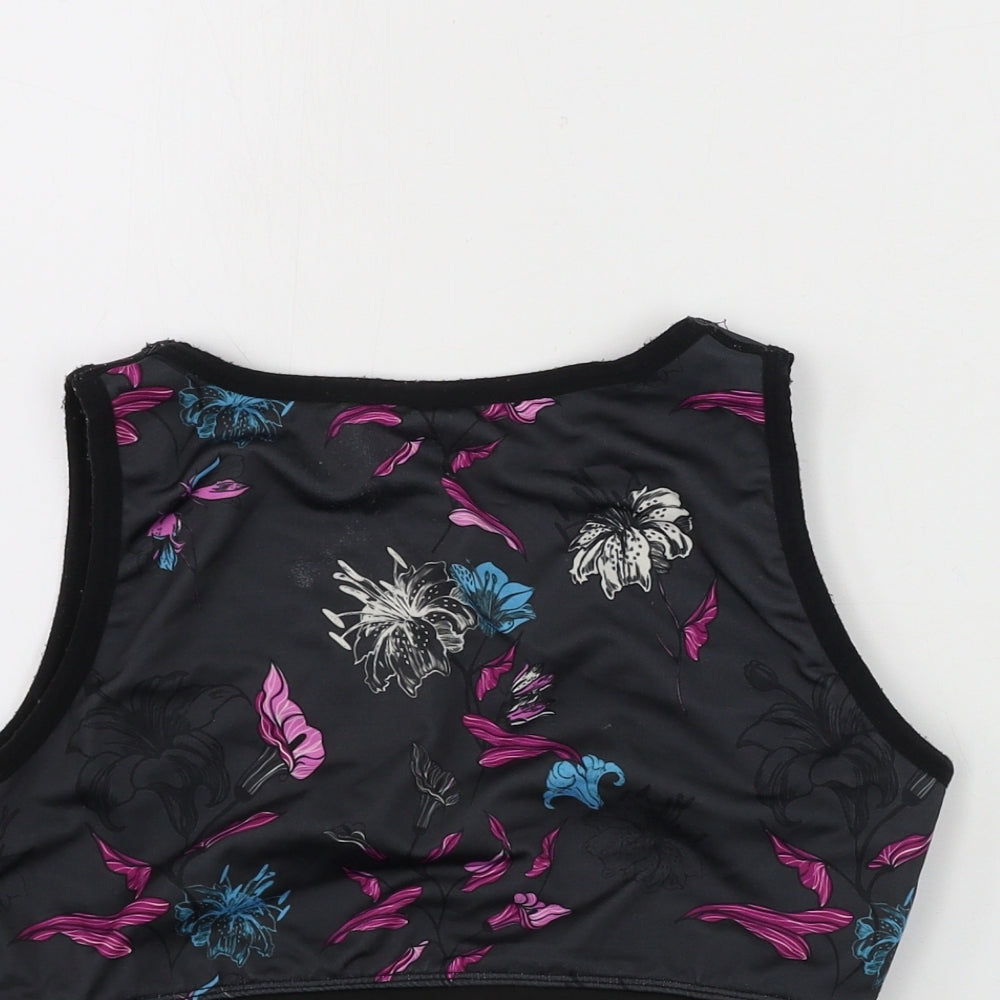 TZ Womens Black Floral  Basic Tank Size S