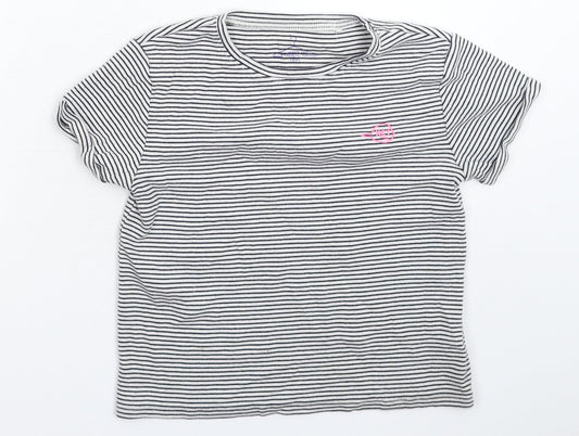 NEXT Girls White Striped  Basic T-Shirt Size 10 Years