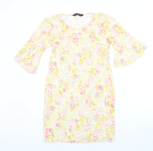 Collection London Girls Yellow Floral  Jumper Dress  Size 8 Years