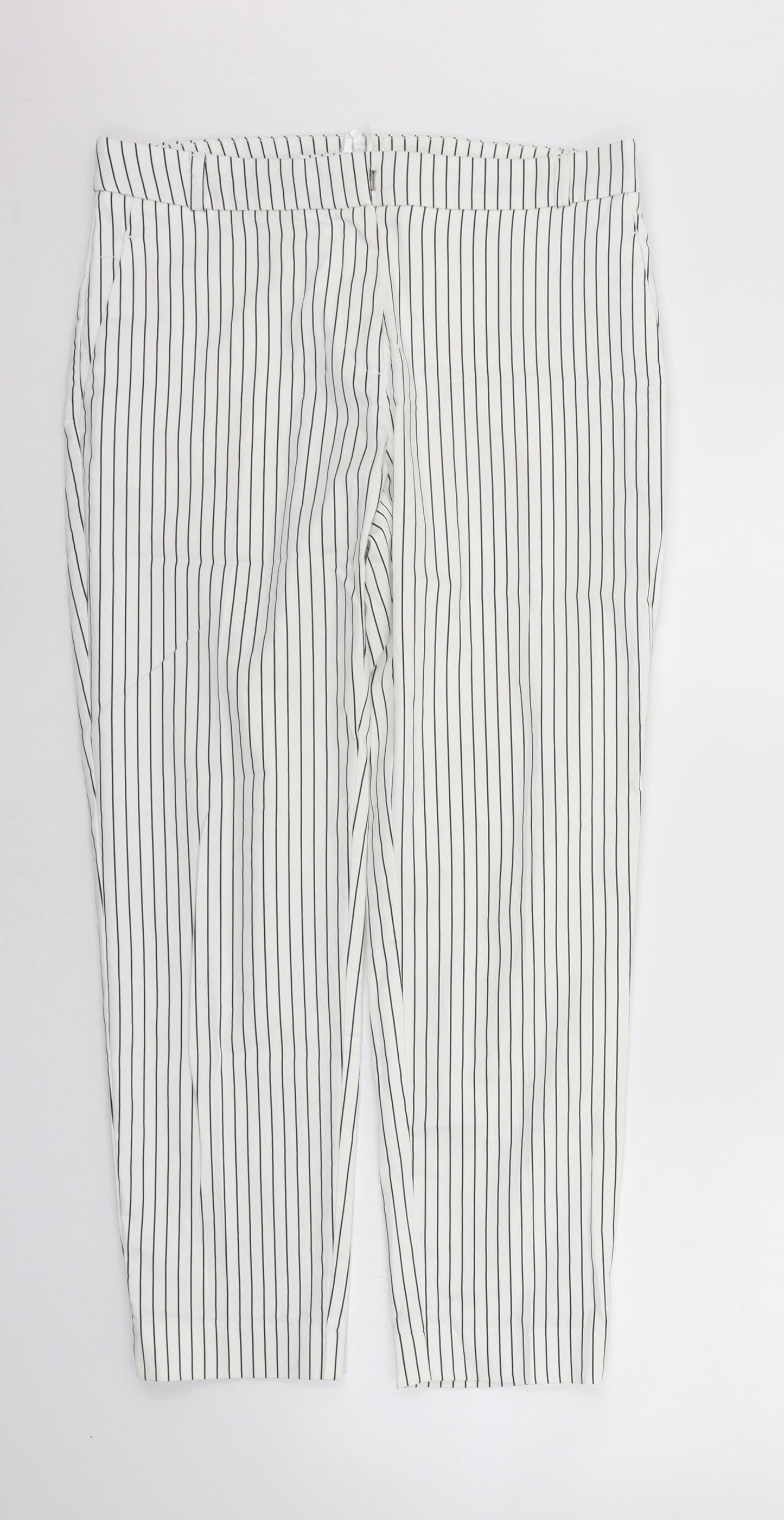 camaieu Womens White Striped  Trousers  Size 12 L24 in