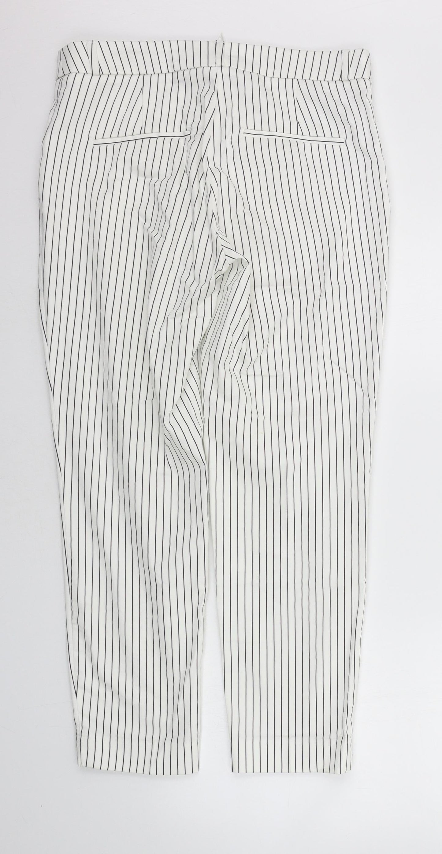 camaieu Womens White Striped  Trousers  Size 12 L24 in