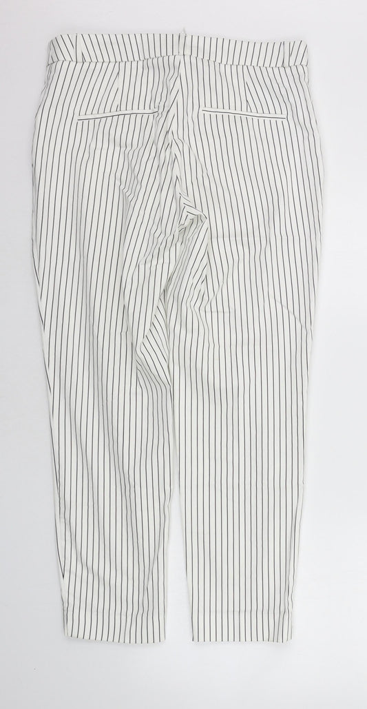 camaieu Womens White Striped  Trousers  Size 12 L24 in