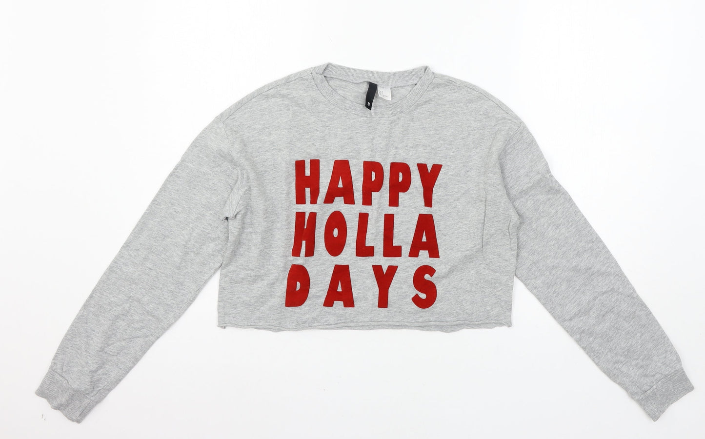 Divided by H&M Womens Grey  Jersey Pullover Sweatshirt Size S  - Happy holidays