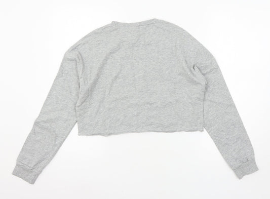 Divided by H&M Womens Grey  Jersey Pullover Sweatshirt Size S  - Happy holidays