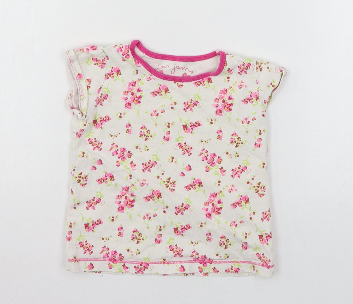 NEXT Girls White Floral Jersey Basic T-Shirt Size 18-24 Months
