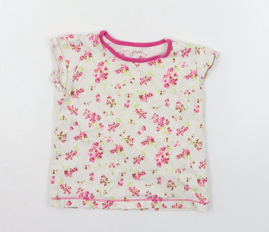 NEXT Girls White Floral Jersey Basic T-Shirt Size 18-24 Months