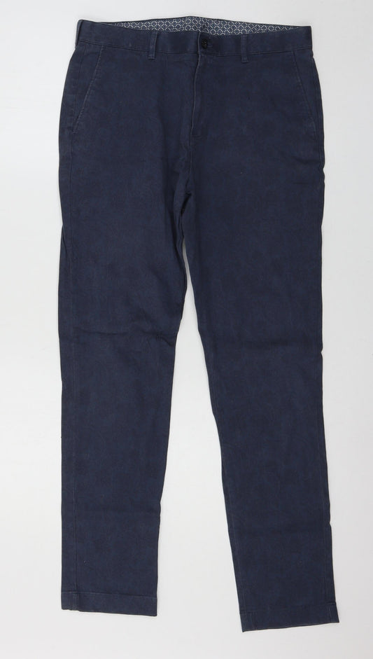 Preworn Womens Blue Geometric  Chino Trousers Size 32 in L29 in