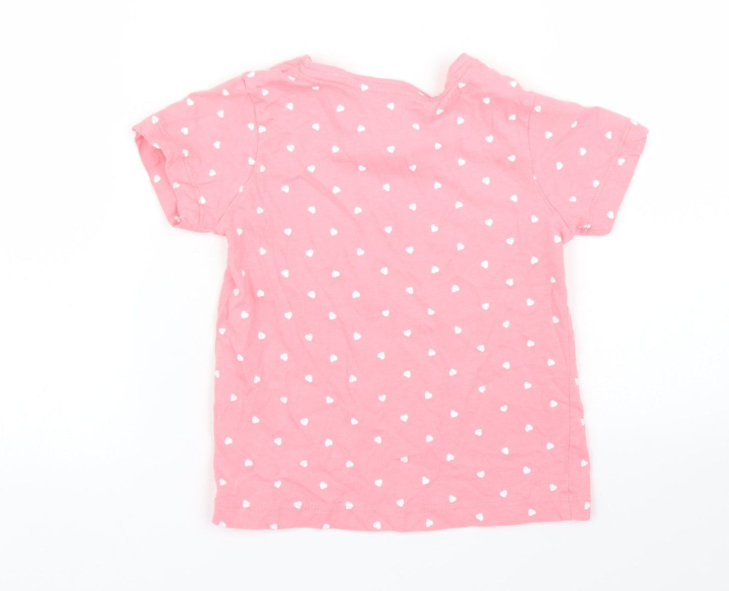Primark Girls Pink Polka Dot  Basic T-Shirt Size 3 Years