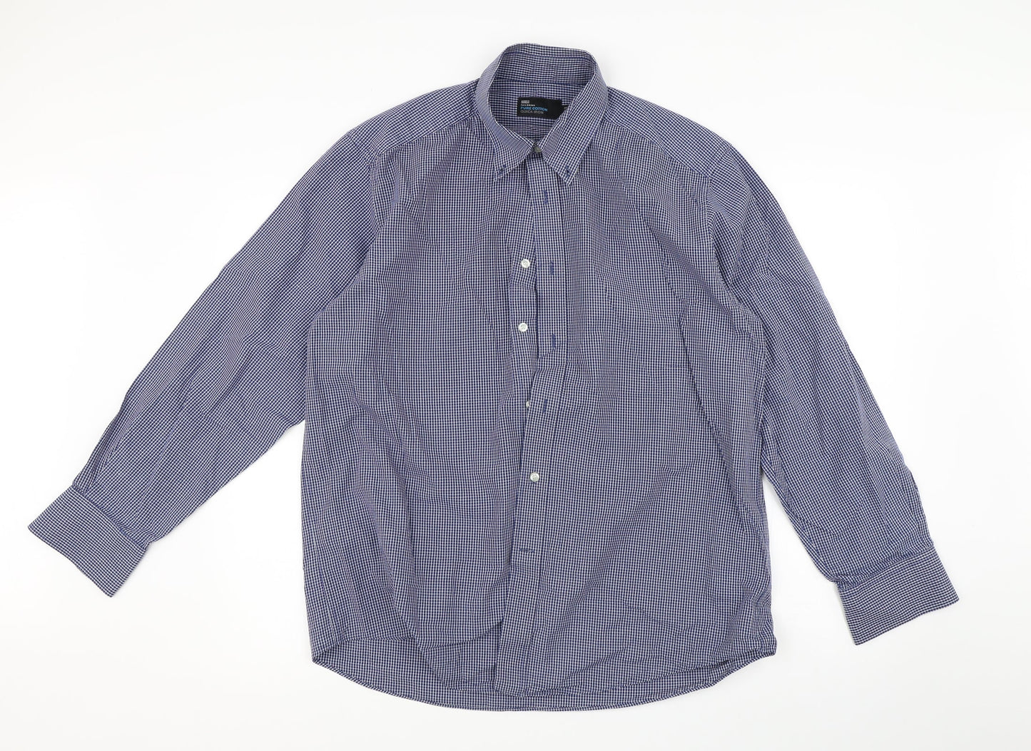 Marks and Spencer Mens Blue    Button-Up Size 16