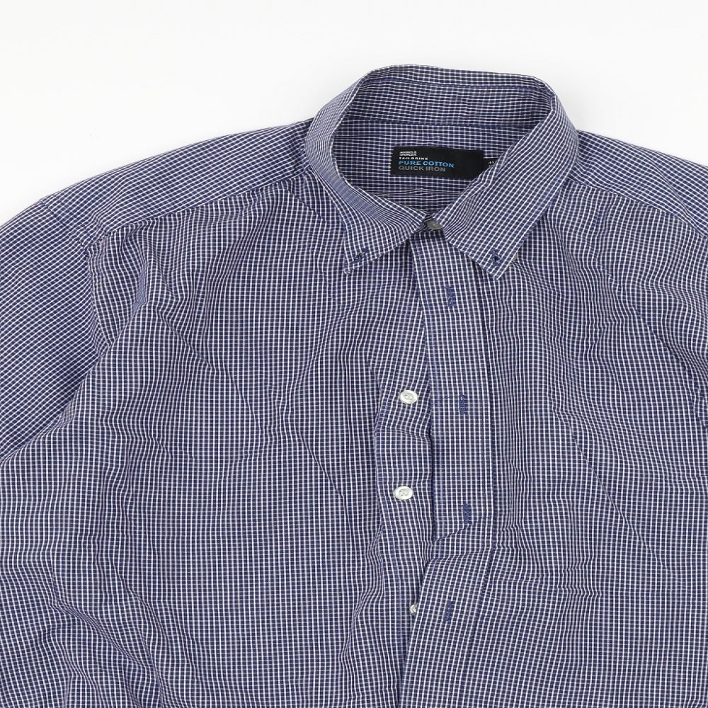 Marks and Spencer Mens Blue    Button-Up Size 16