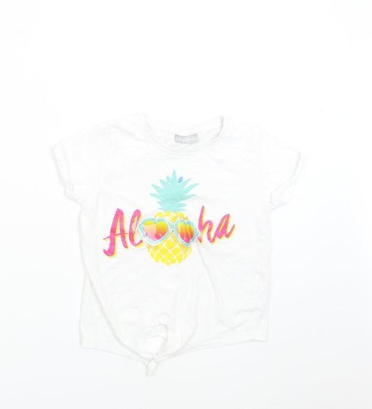 Matalan Girls White   Basic T-Shirt Size 6 Years