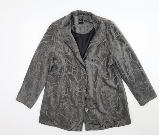 Tigi Womens Grey Floral  Jacket Coat Size 10