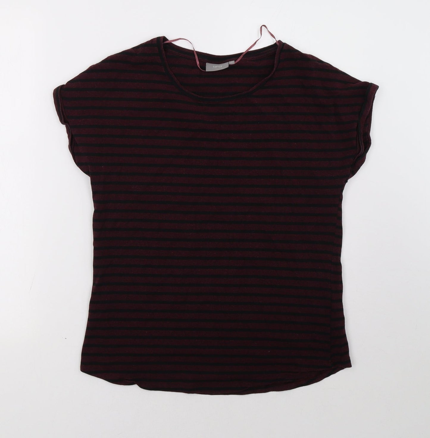 be.young Womens Red Striped  Basic T-Shirt Size S