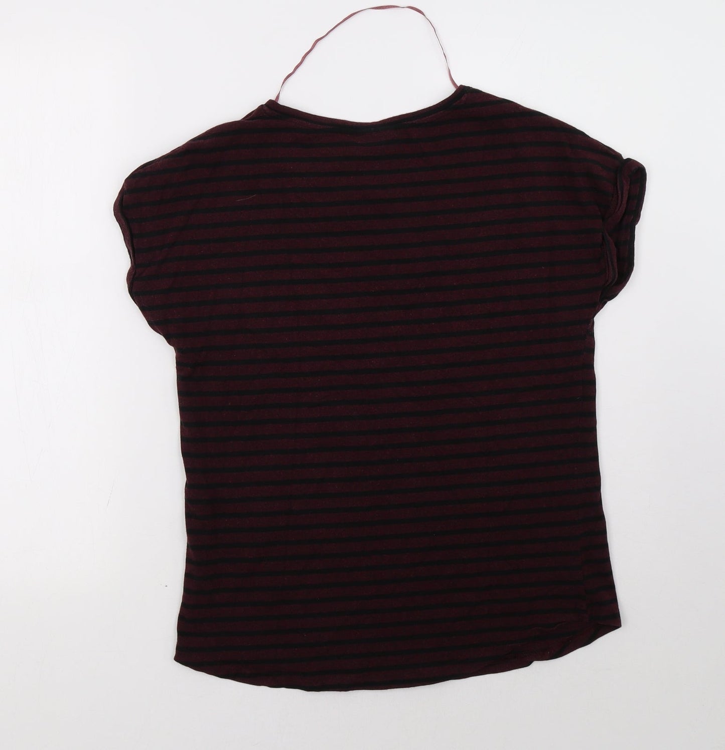 be.young Womens Red Striped  Basic T-Shirt Size S