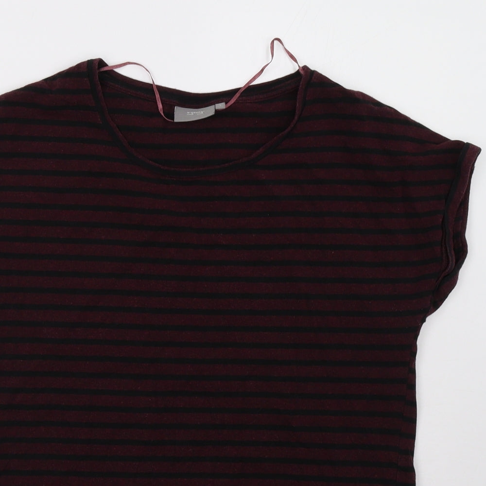 be.young Womens Red Striped  Basic T-Shirt Size S