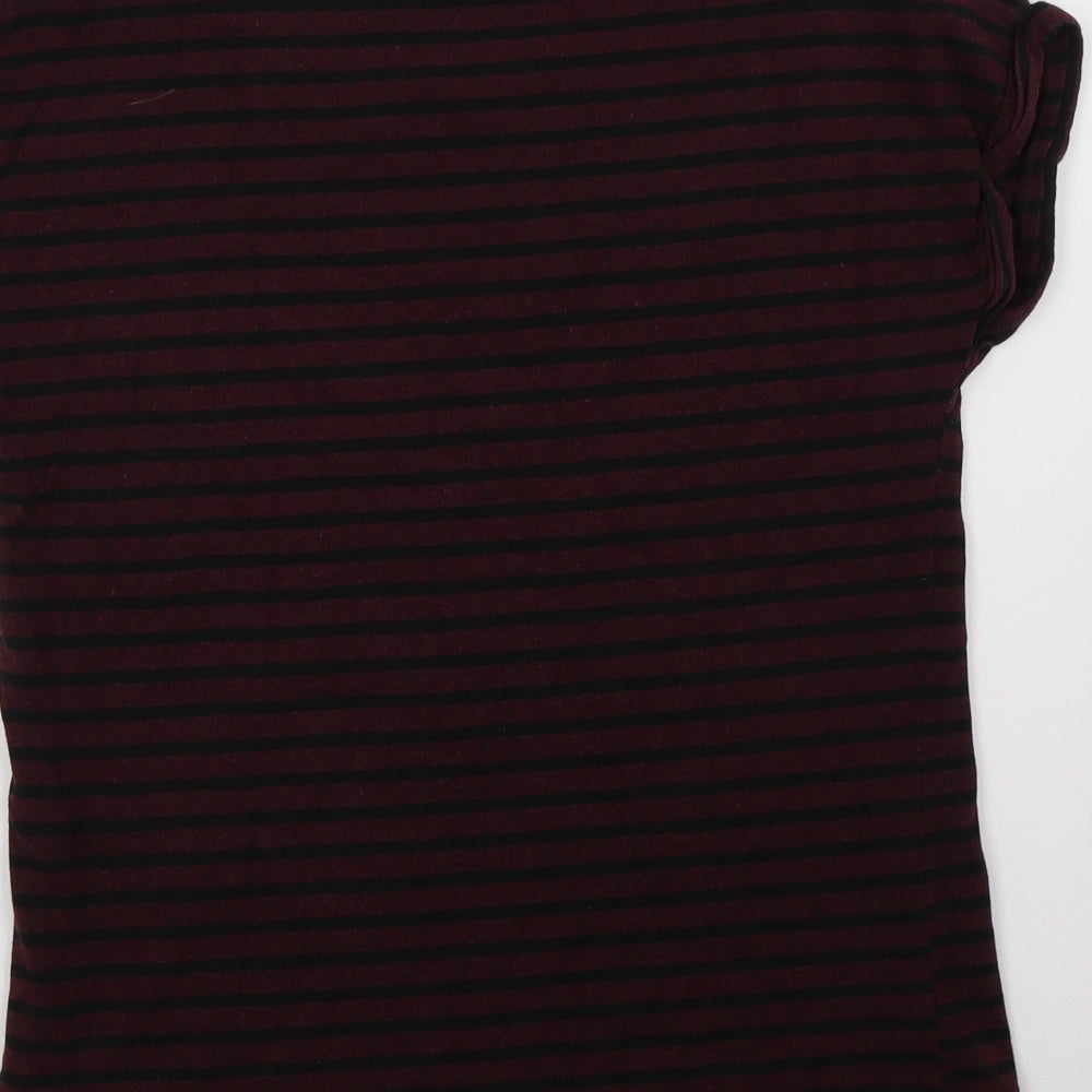 be.young Womens Red Striped  Basic T-Shirt Size S