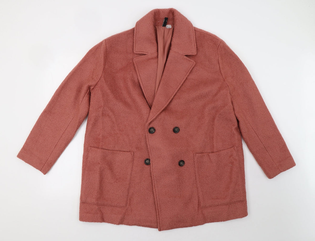 H&M Womens Pink   Overcoat Coat Size L