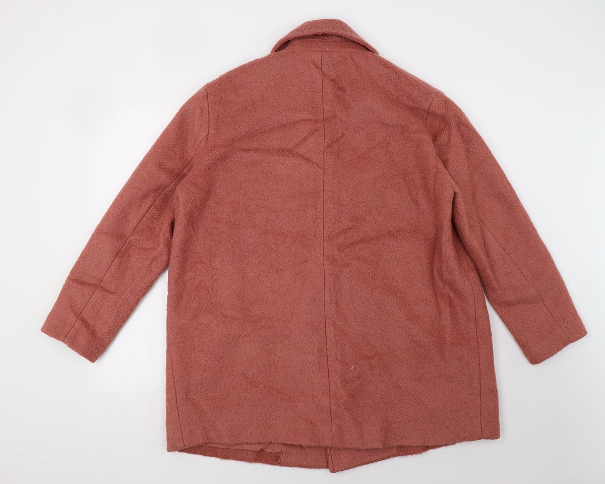 H&M Womens Pink   Overcoat Coat Size L