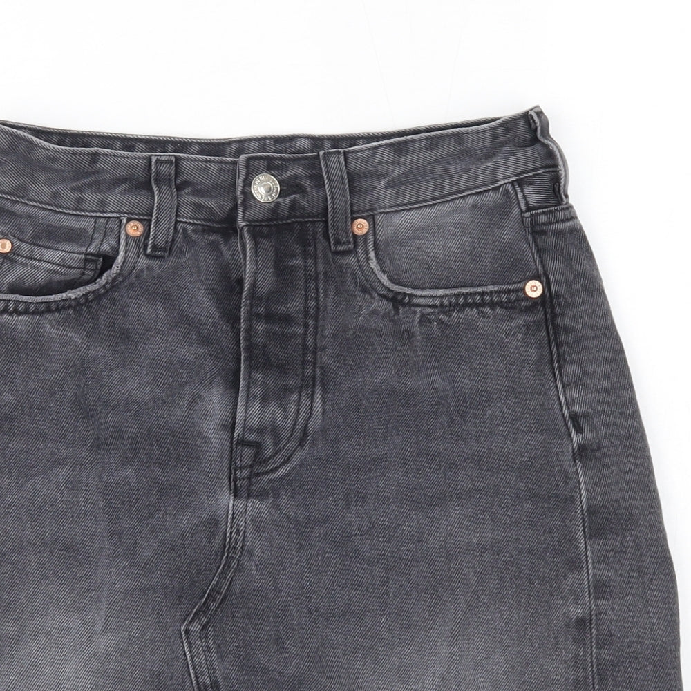 H&M Womens Grey  Denim Mini Skirt Size 6