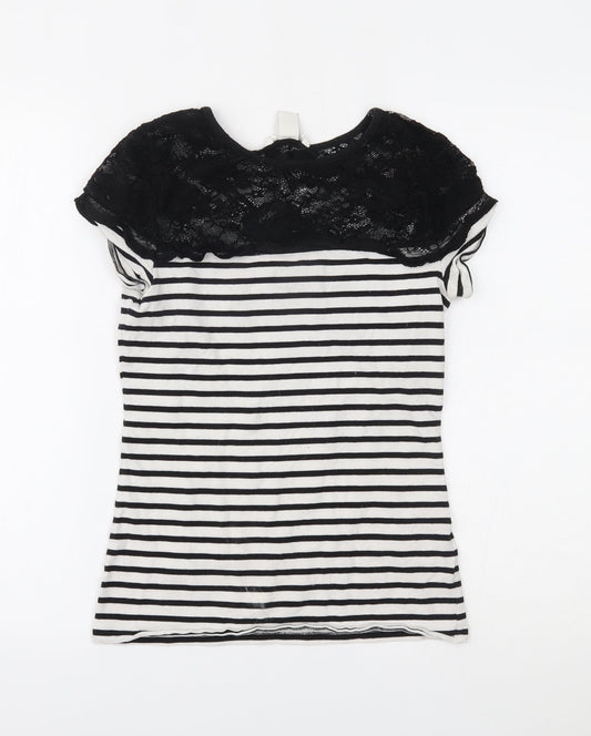 H&M Womens Black Striped  Basic Blouse Size S